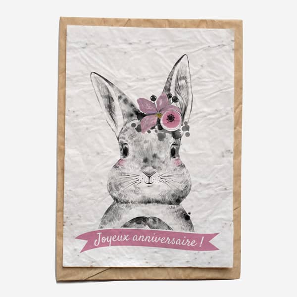 Carte Ensemencee Anniversaire Lapin Growing Paper Yuman