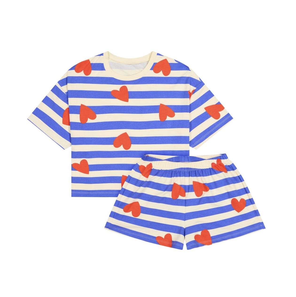 Pyjama Coton bio Marinière coeur - We are Jolies