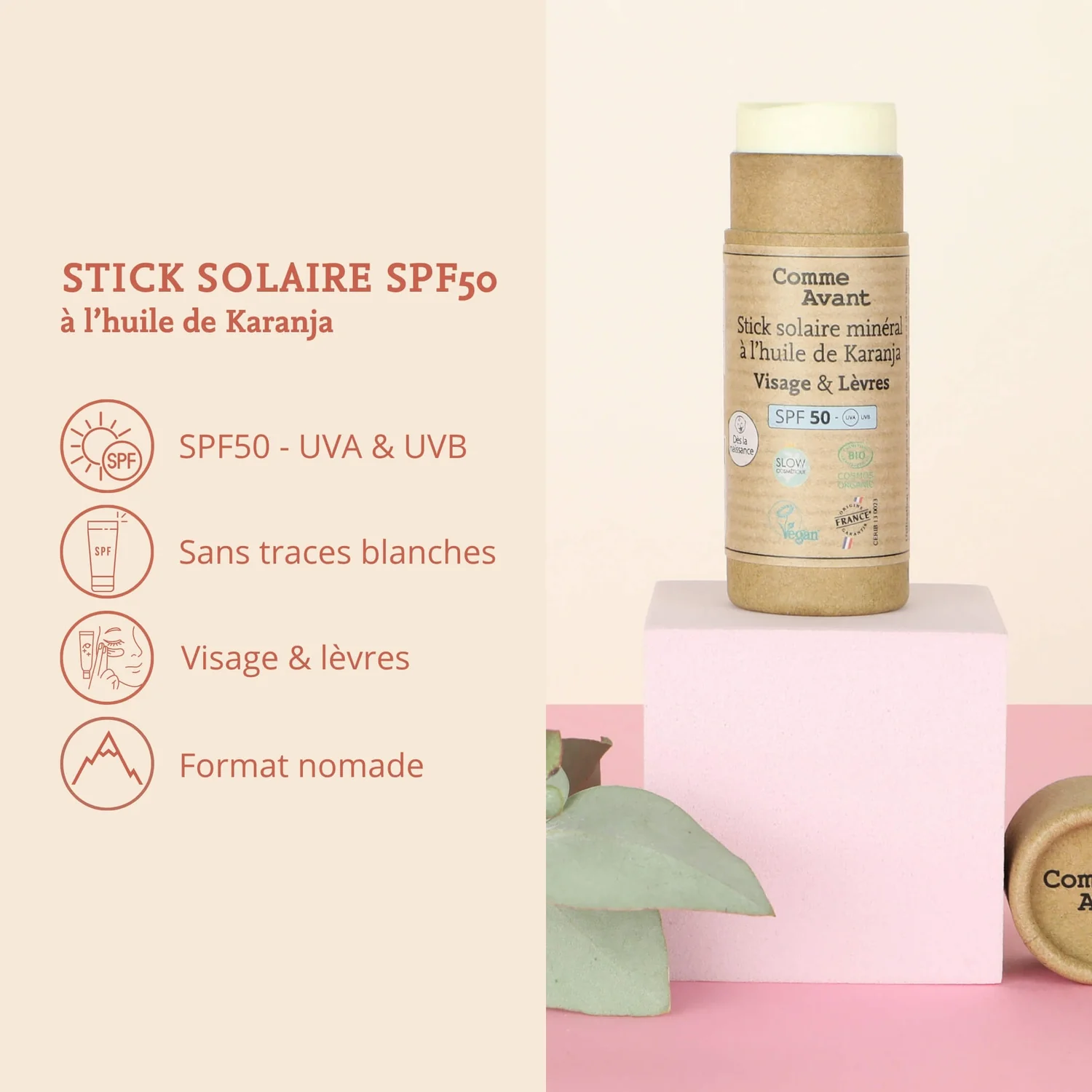 Stick solaire minéral Visage & lèvres - Comme Avant SPF 50 - Image 5